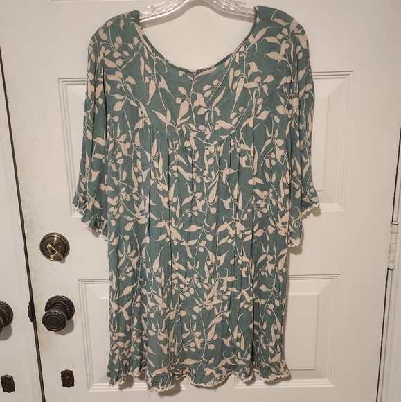 Weekend Suzanne Betro Women's Tunic Shirt Size 1X Green/Cream - Picture 6 of 8
